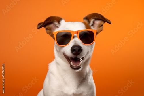 funny dog pet smile cute doggy sunglasses isolated portrait background animal. Generative AI. Generative AI © SHOTPRIME STUDIO