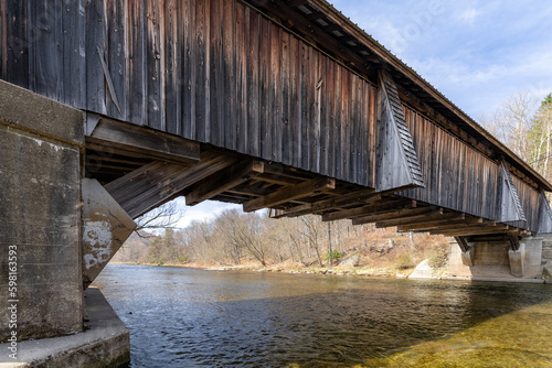 Historic Livingston Manor Van Tran Flat wooden covered bridge in the Town of Rockland NY photo