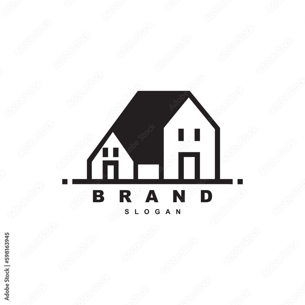 Modern geometric house logo design for real estate, architecture or building logo vector
