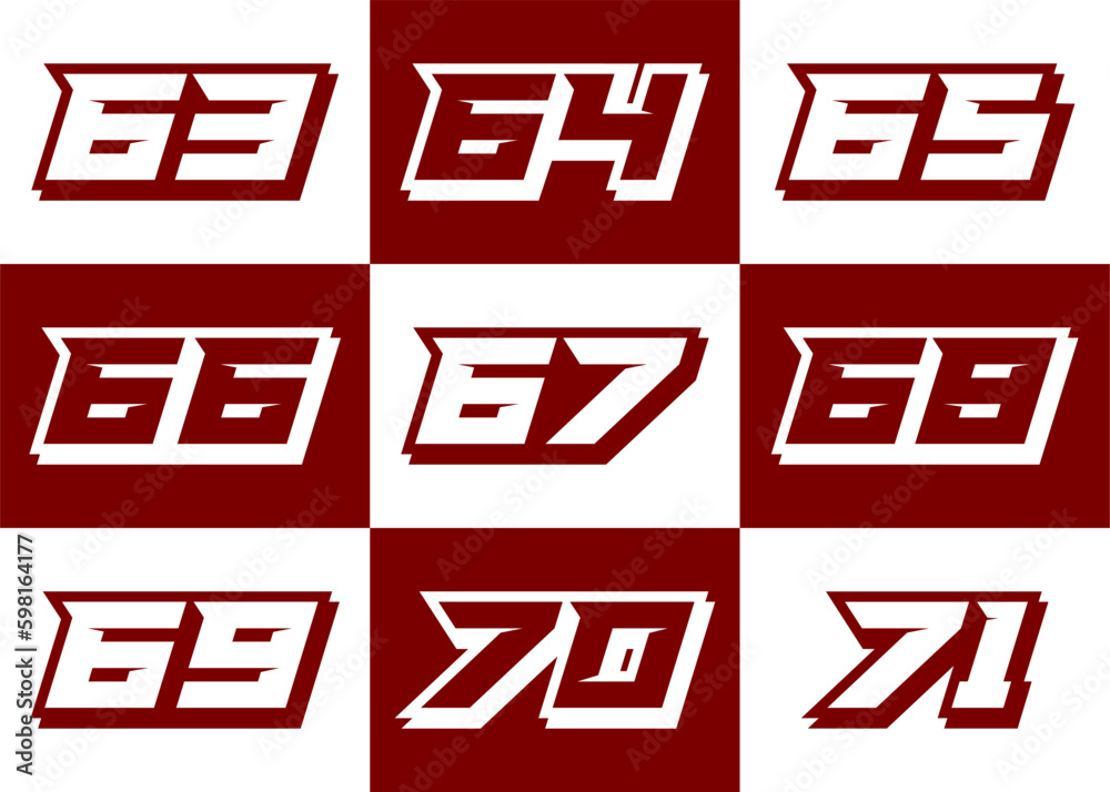 Racing Number, Set of Start Racing number, sport race number with frame Racing Number, Set of Start Racing number, sport race number with frame