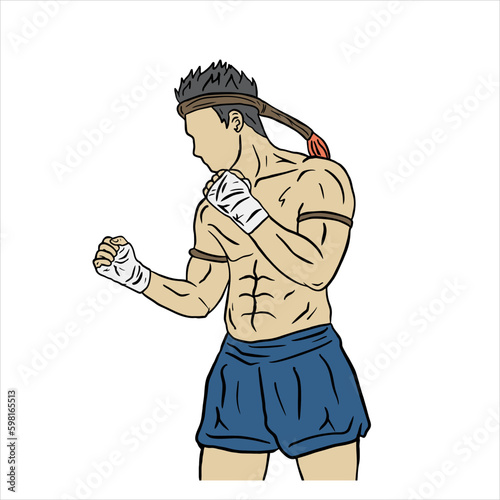 Illustration of a Muay Thai Fighter 