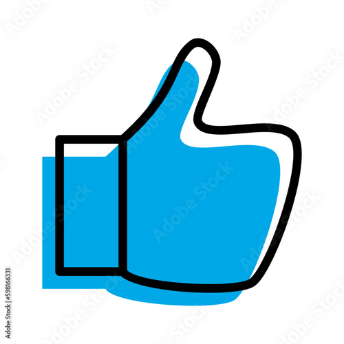 likes button thumb up blue icon thin line outline
