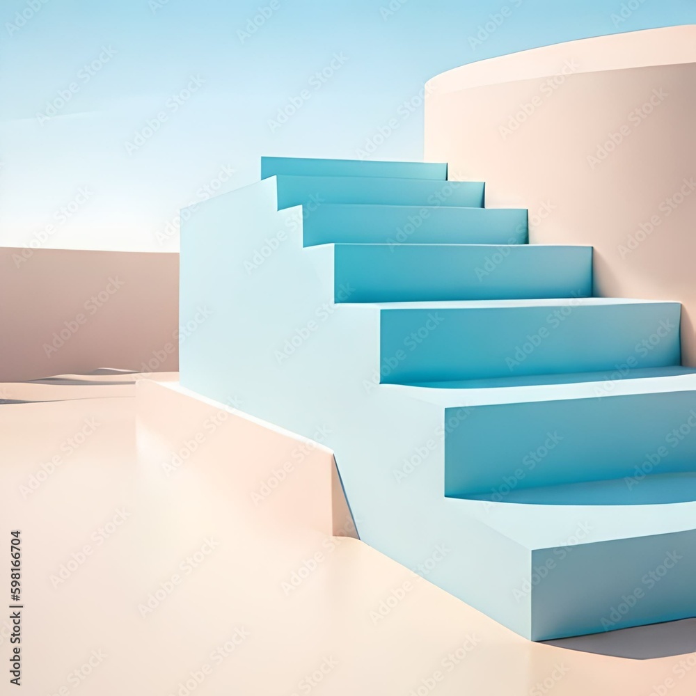 Negligible scene with platform and unique foundation. Pastel blue and white colors scene. Stylish 3d render for social media pennants, advancement, corrective item appear. Geometric shapes insides Negligible scene with platform and unique foundation. Pastel blue and white colors scene. Stylish 3d render for social media pennants, advancement, corrective item appear. Geometric shapes insides