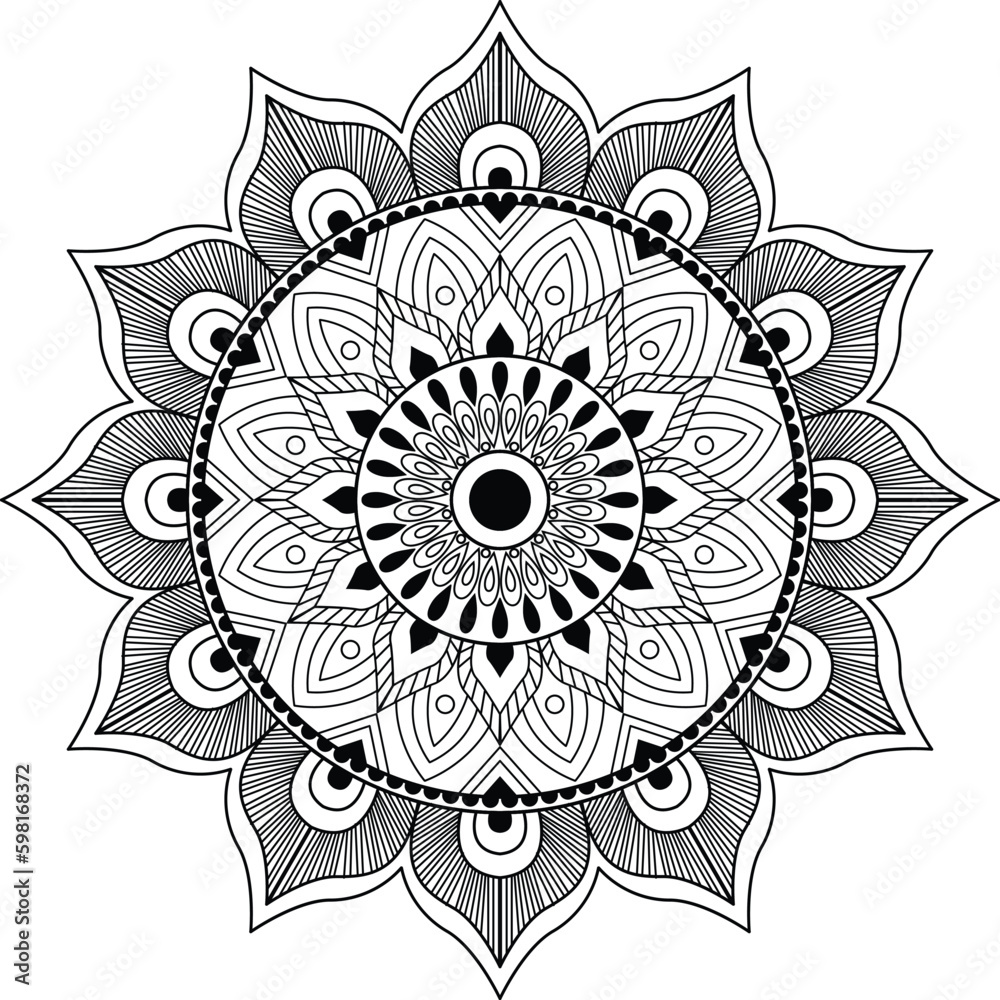 Circular pattern in the form of a mandala. Henna tattoo mandala. Mehndi style. Decorative pattern in oriental style. Figure mandala for coloring. Circular pattern in the form of a mandala. Henna tattoo mandala. Mehndi style. Decorative pattern in oriental style. Figure mandala for coloring.
