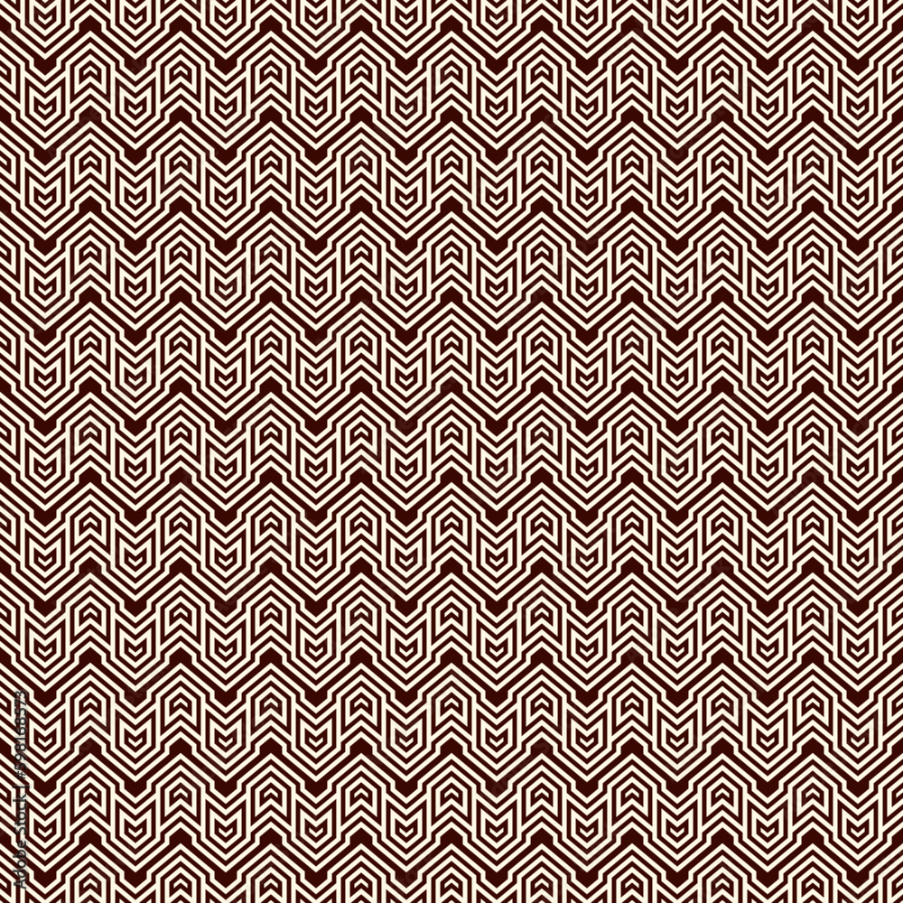 Fototapeta premium Seamless surface pattern design with arrows and pointers. Repeated chevrons wallpaper. Zigzag lines.