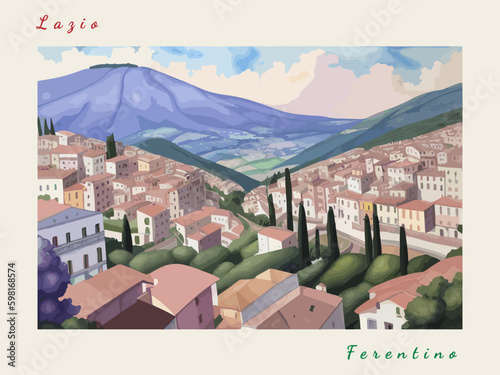 Ferentino: Italian vintage postcard with the name of the Italian city and an illustration