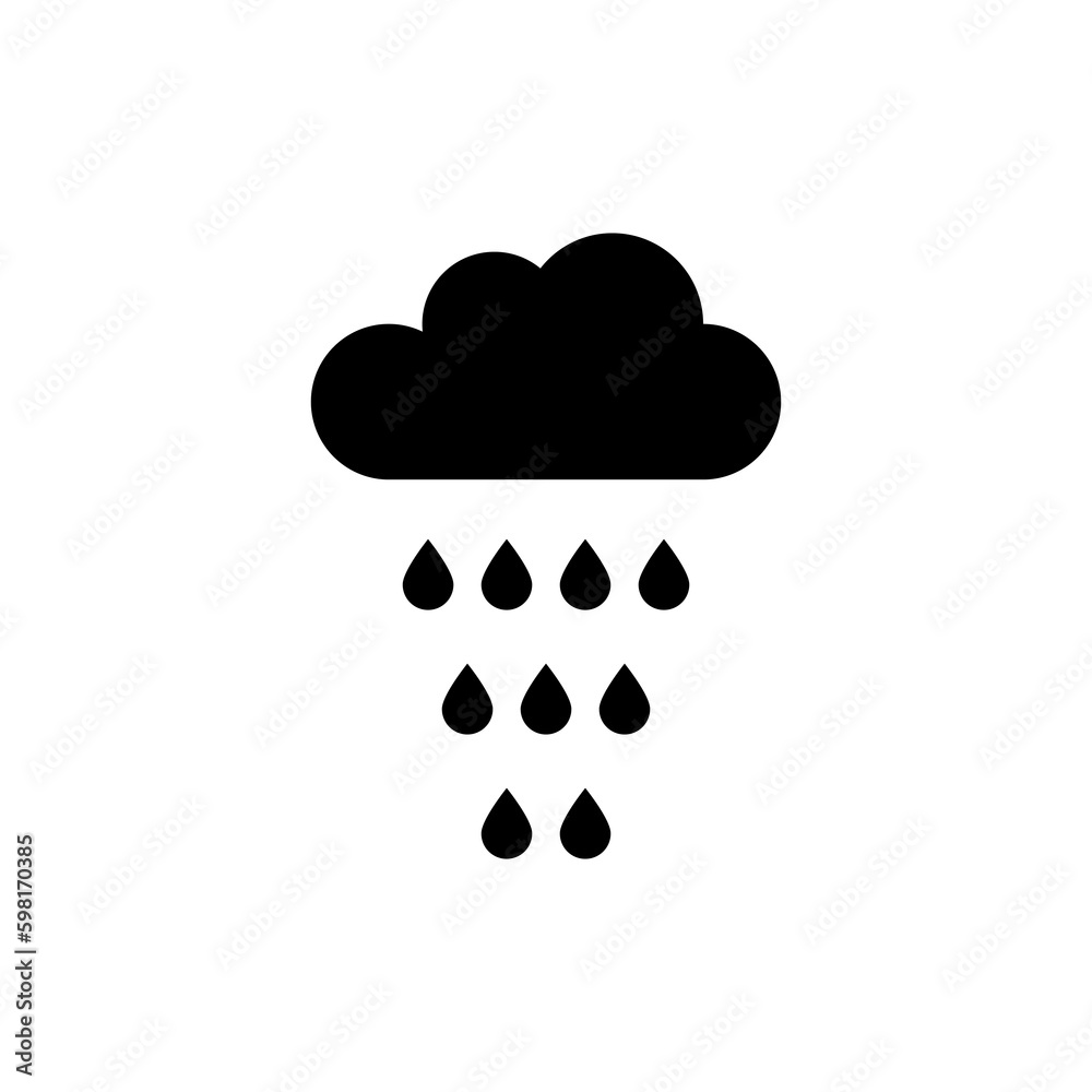 Rainy icon vector. Simple weather sign illustration on white background..eps Rainy icon vector. Simple weather sign illustration on white background..eps