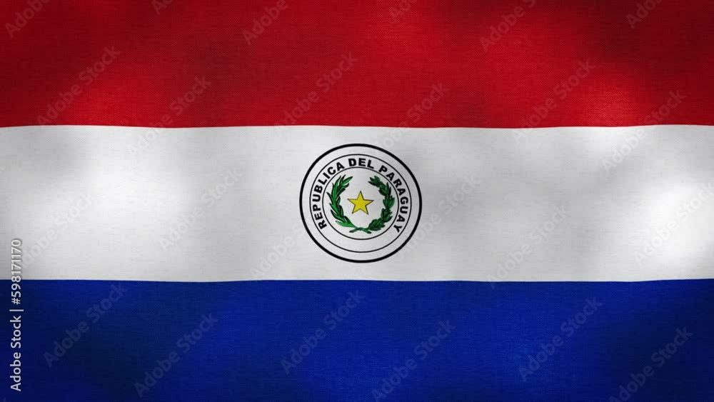 Waving Flag of Paraguay video background with vintage vignette overlay effect. Realistic Slow Motion