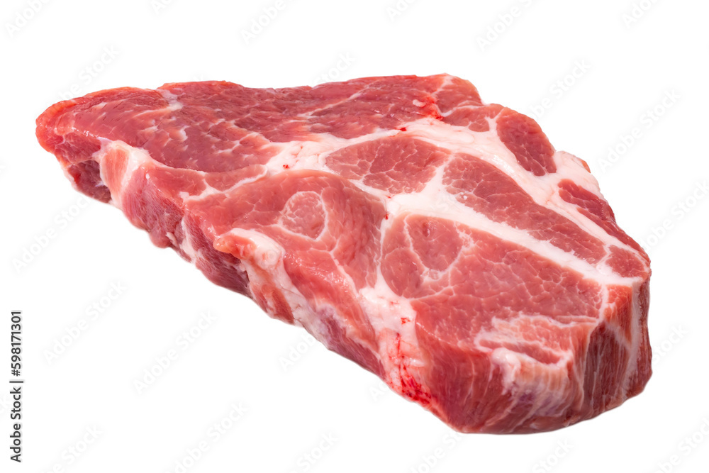 Raw steak isolated on white background.