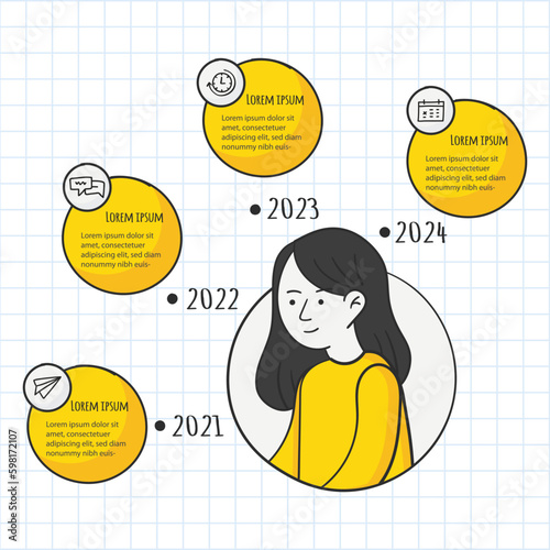 Infographic hand drawn professional steps With Person. Vector illustration.