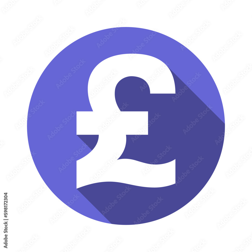 Currency vector symbol. GBP long shadow round vector icon. Currency vector symbol. GBP long shadow round vector icon.