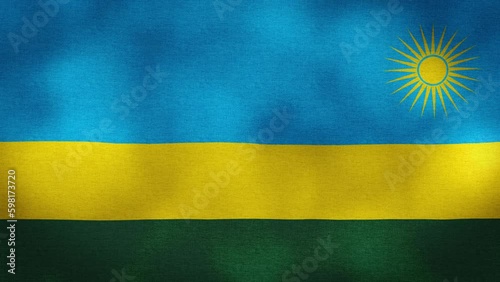 Waving Flag of Rwanda video background with vintage vignette overlay effect. Realistic Slow Motion photo