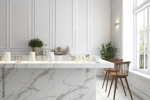 white marble counter in modern luxury design café
