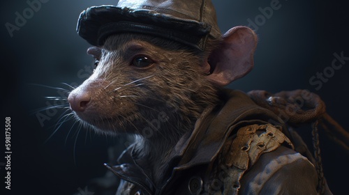 mouse smuggler courier, digital art illustration, Generative AI photo