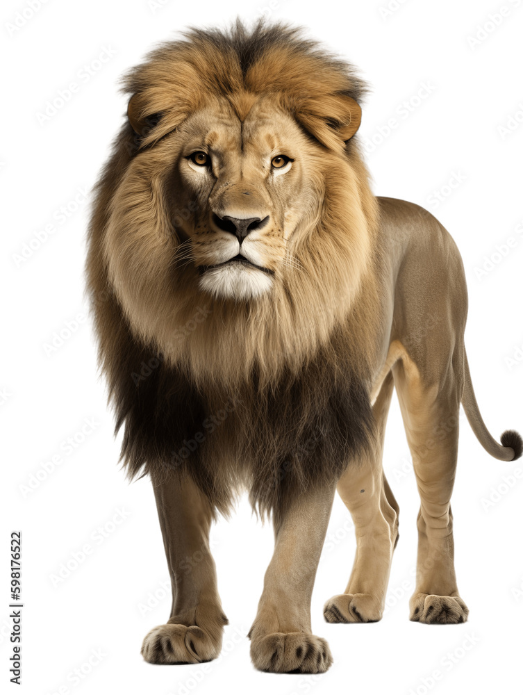 African Lion Full Body Frontal View Transparent Background