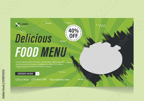 Healthy asian food collection youtube thumbnail banner design editable template