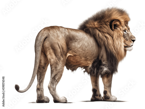 African Lion Full Body Viewed From Side Transparent Background
