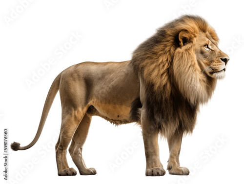 African Lion Full Body Viewed From Side Transparent Background © Johnny