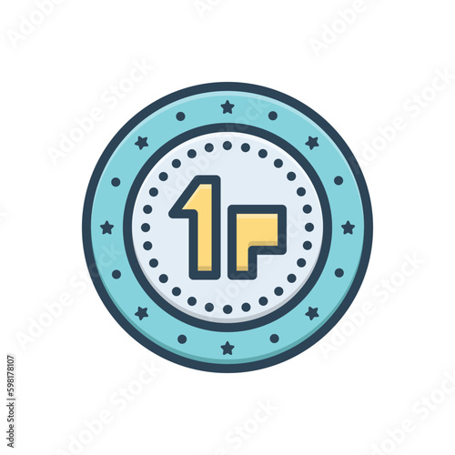Color illustration icon for penny 