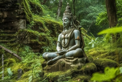 Lord narayana/shiva illustration, Hindu god. Detties, Generative AI © CREATIVE STOCK