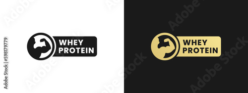 Whey Protein Label or Whey Protein Icon Vector Isolated in Flat Style. Whey protein label vector for product packaging design element. Simple whey protein icon vector isolated. photo