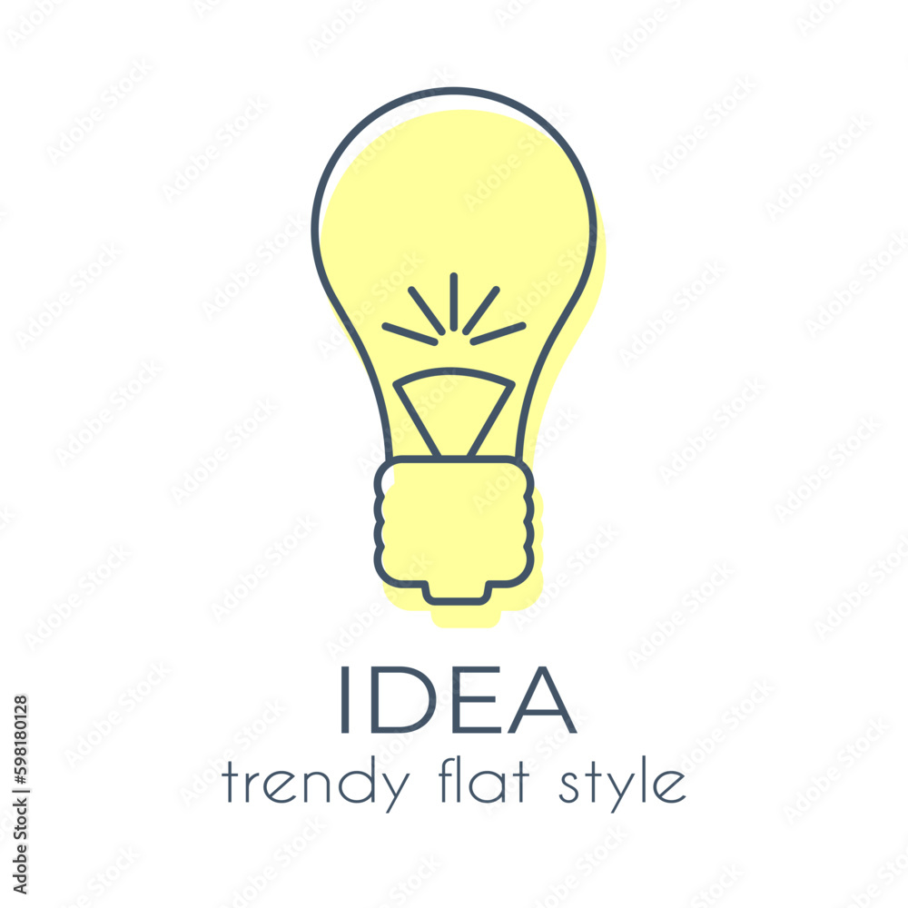 Bulb sign isolated on white background, simple icon in trendy flat style Bulb sign isolated on white background, simple icon in trendy flat style