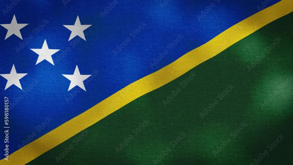 Waving Flag of Solomon Islands video background with vintage vignette overlay effect. Realistic Slow Motion