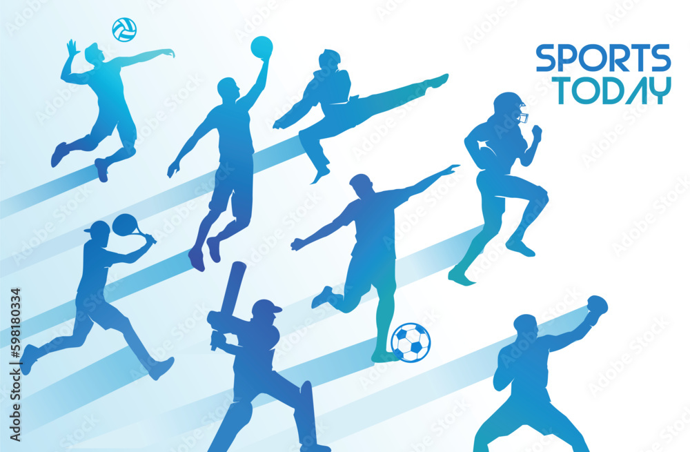 Great editable vector file of multisport players silhouette in classy and unique style best for your digital design and print mockup Great editable vector file of multisport players silhouette in classy and unique style best for your digital design and print mockup