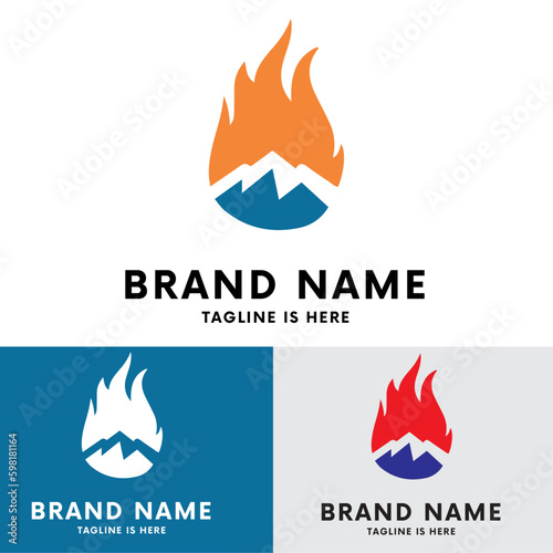 Fire end mountain concept logo design
