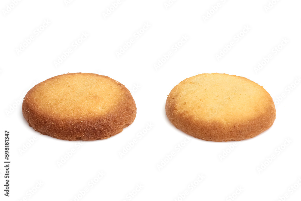 Danish butter cookies, butter cookies isolated on white bakcground