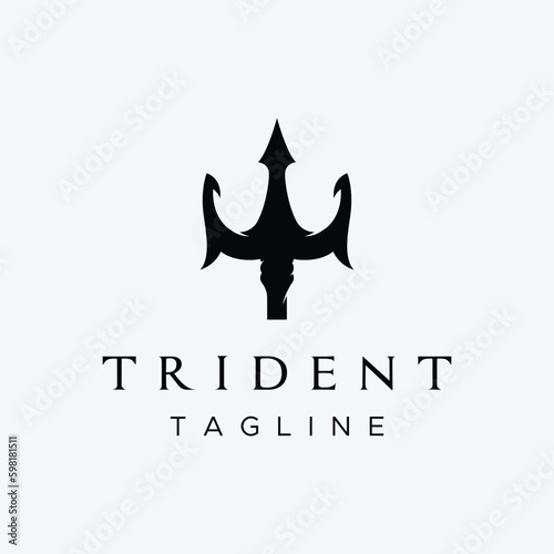 Simple vintage poseion trident spear template Logo design.