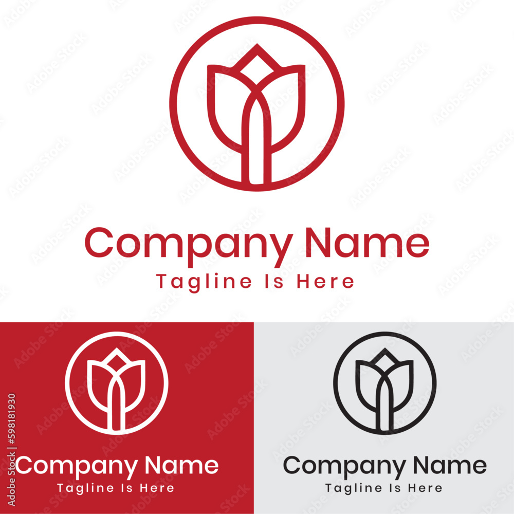 Circle Circle flower rose logo design Circle Circle flower rose logo design