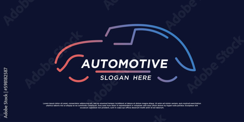 Automotive logo with creative car shape design vector