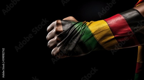 A Fist with the flag of african country in the style. Generative AI