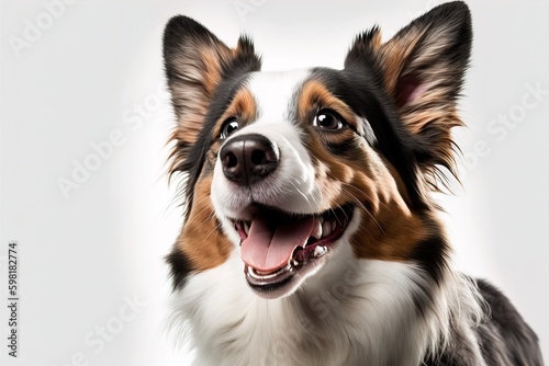 dog is smiling on white background © TULA