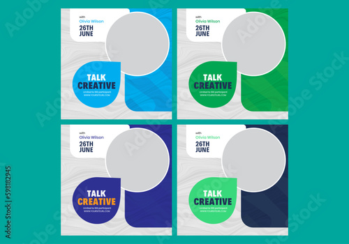 Digital marketing webinar meeting seminar conference social media post banner set template
