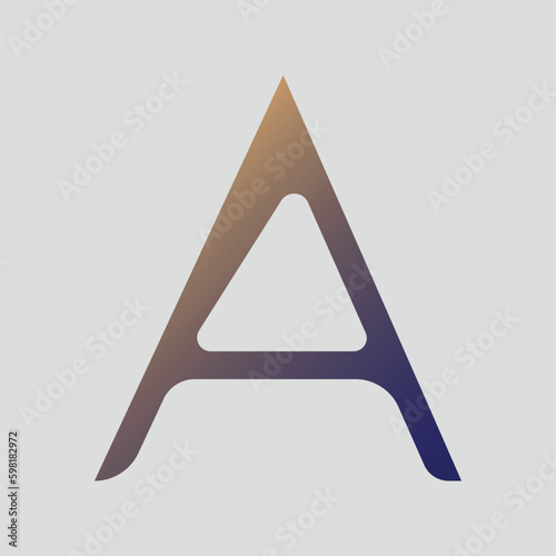 Gradient color letter A text t-shirt vector design on white background. Letter A typography logo design template element.