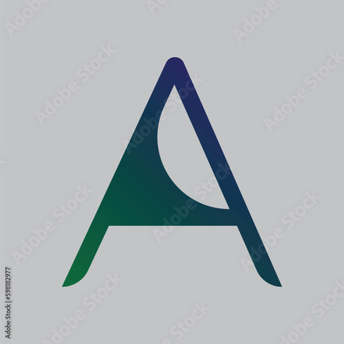 Letter A typography logo design template element. Gradient color letter A text t-shirt vector design on white background.