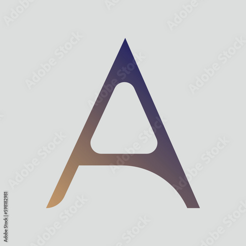 Letter A typography logo design template element. Gradient color letter A text t-shirt vector design on white background.