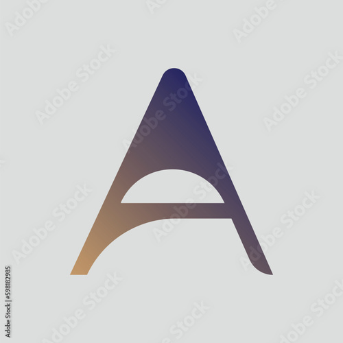 Letter A typography logo design template element. Gradient color letter A text t-shirt vector design on white background.