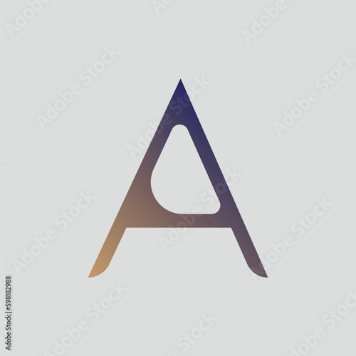 Gradient color letter A text t-shirt vector design on white background. Letter A typography logo design template element.