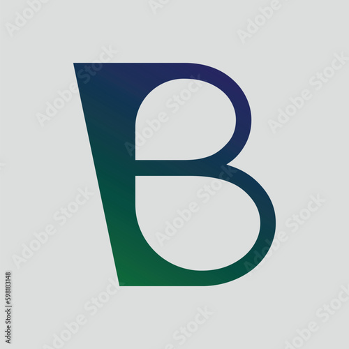 Gradient color letter B text t-shirt vector design on white background. Letter B typography logo design template element.