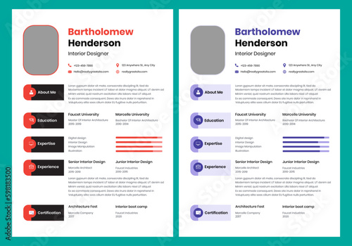 Modern cv, resume, and cover letter layout vector template for business job applications