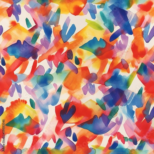 Colorful Watercolor Seamless Pattern made with Generative AI