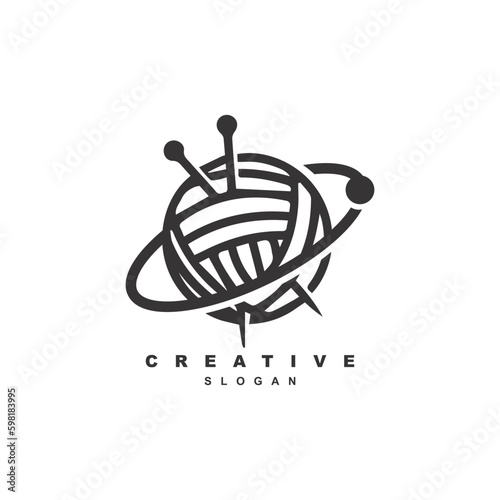 Tailor ball wool craft logo design vector for your brand or business