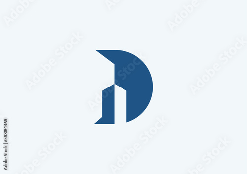Free Download monogram blue letter D with an realestate symbol neatly packed in negative space area - GFXLoad