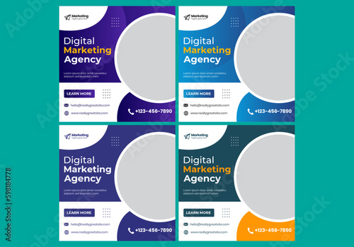 Digital marketing agency social media instagram post design template
