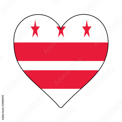 District of Columbia Heart Shape Flag. Love District of Columbia. Visit District of Columbia. Northern America. America. Vector Illustration Graphic Design.