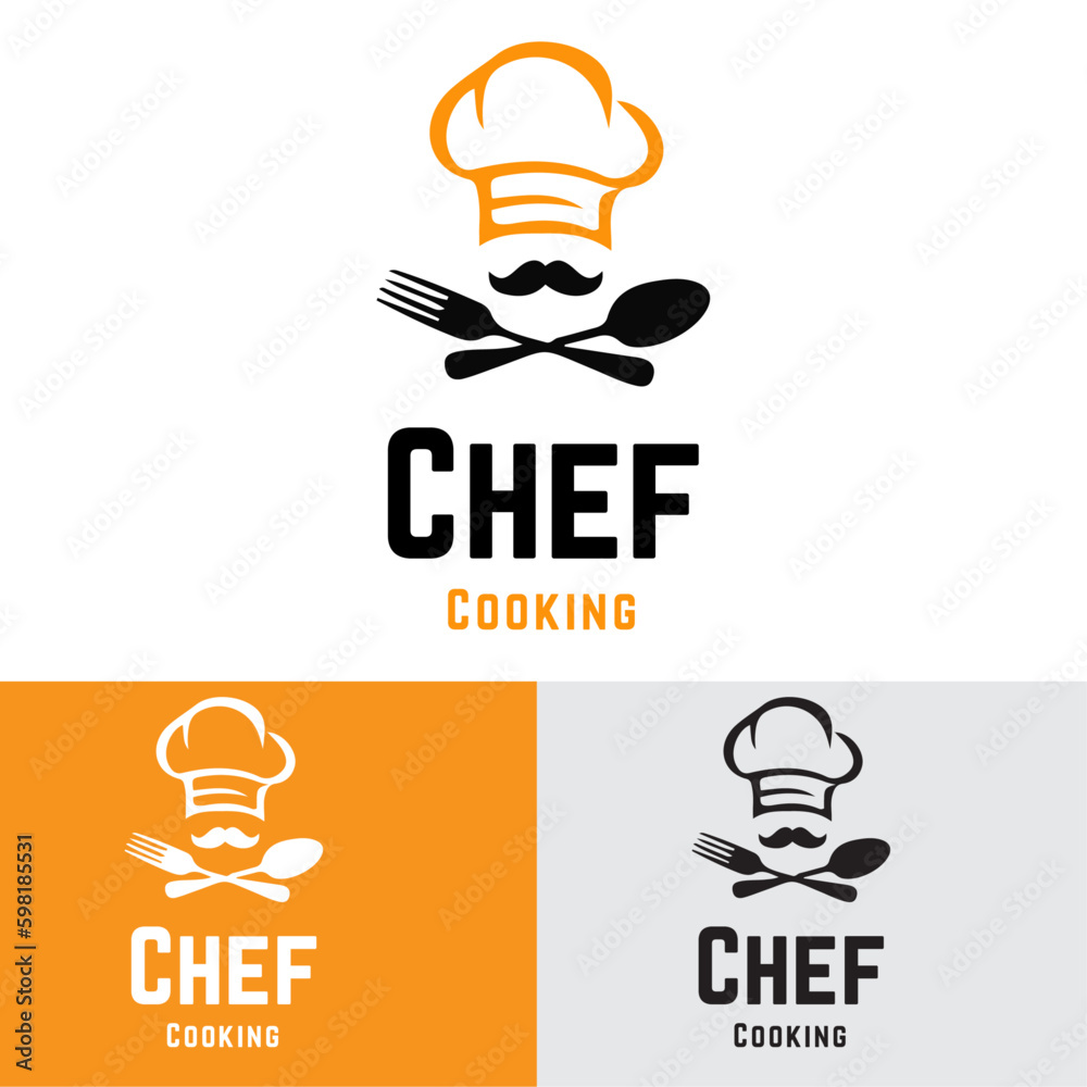 Chef hat with spoon and fork logo design
Chef hat with spoon and fork logo design