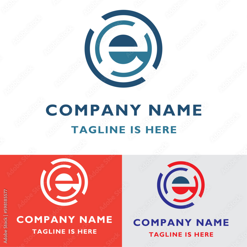 Letter e initial tech logo vector trendy e wire logo template

